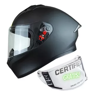 Casco Integral Moto Ich Certificado Dot Color Negro Con Visor Adicional Transparente Tamaño Del Casco S