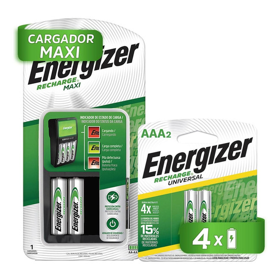 Cargador De Pilas Energizer Maxi + 2 Pilas Aaa Recargables