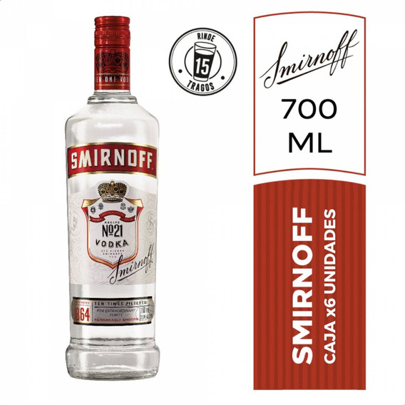 Vodka Smirnoff Clásico Caja X6 Botellas 
