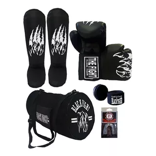 Kit Muay Thai.luva + Caneleira+ Bolsa+ Bandagem+bucal