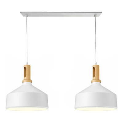  Colgante 2 Luces Siena 2 Blanco Apto Led E27 Luz Desing Blanco