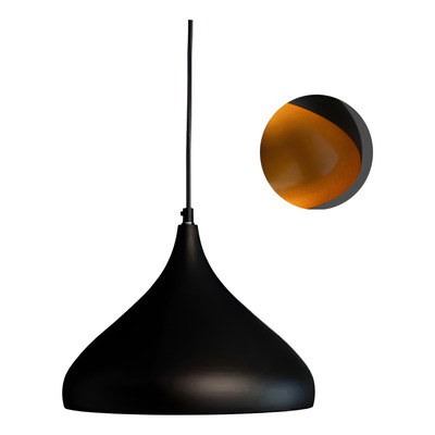 Lampara Colgante Goldie Negro Dorado 30cm Apto Led E27cie
