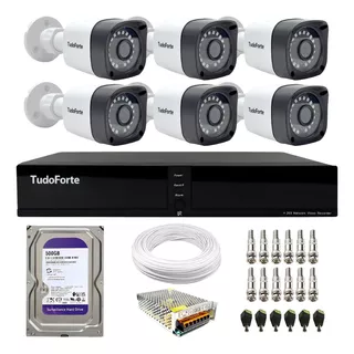 Kit 6 Câmeras Tudo Forte Full Hd Dvr 8 Canais Com Hd 500gb