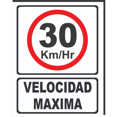 1 Letrero En Lamina Cal 26 Velocidad Máxima De 30x40cm