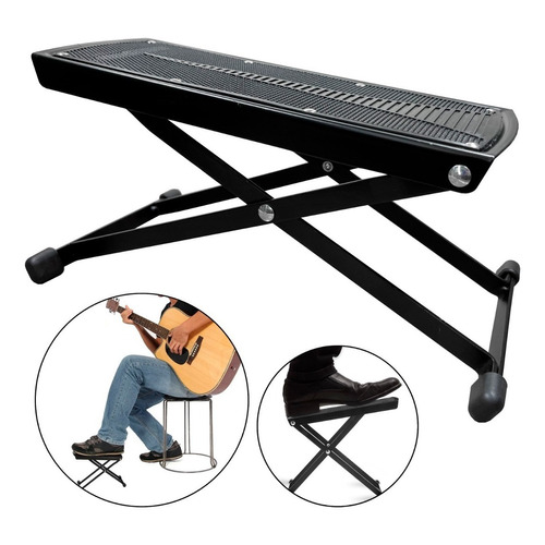 Soporte Guitarra Para Tocar Bajo Ukelele Apoya Pie Plegable Color Negro