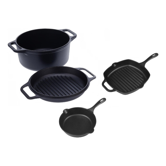 Set Sarten 20cm+ Grill + Olla Cooker Hierro Fundido Victoria