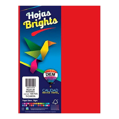 Hoja De Papel Diem Bright Paquete 100 Hojas Rojo Intenso 28