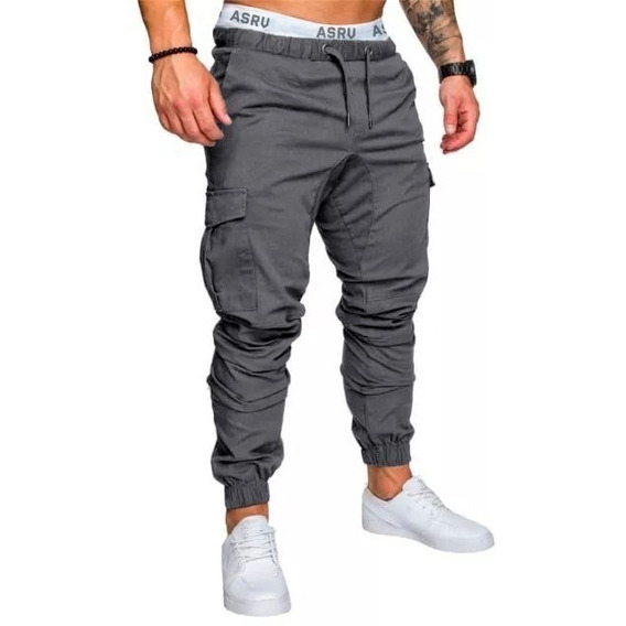 Pantalón Jogger Bolsas Cargo Casual Cómodo Gabardina 2905str