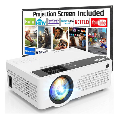 Proyector Tmy Con Pantalla De Proyector De 100 Pulgadas, Pro Color Blanco 110V/220V