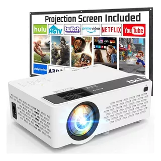 Proyector Tmy Con Pantalla De Proyector De 100 Pulgadas, Pro Color Blanco 110v/220v