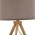 Lámpara De Mesa, Portátil Madera. Que Sal! Estructura Madera Pantalla Gris