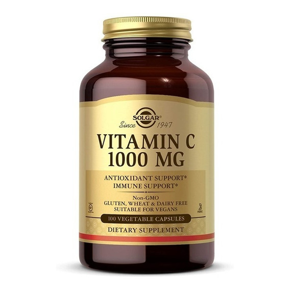 Vitamina C 1000 Mg 100 Cáps Solgar Apoyo Inmune Antioxidante