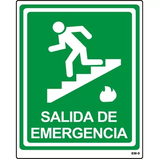 Salida De Emergencia Escaleras - Señal De 20cm X 25cm 