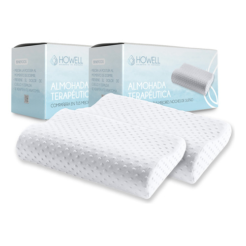 Howell Memory Pack x2 Tradicional Color Blanco Almohada Ortopédica Cervical Terapéutica Con Memoria