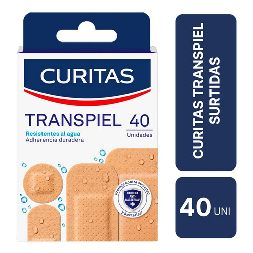 Curitas Transpiel Pack X 40 U Diferentes Medidas Resistentes Nombre del diseño TRANSPIEL