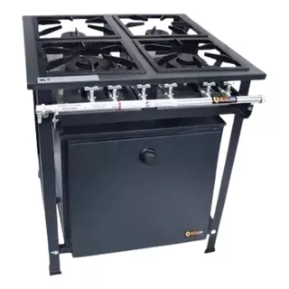 Fogao Industrial Metalfour Baixa Pressão 4 Bocas E Forno Cor Cinza Gás De Cozinha