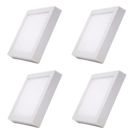  Plafón Cuadrado Base Candela Led 24w - Pack X4