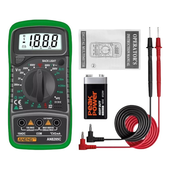 Multímetro Digital Retroiluminado Y Sonido De Continuidad