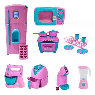 Kit Completo Cozinha Infantil Lindos Eletrodomésticos Rosa