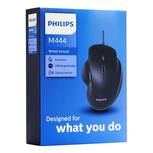 Mouse Philips M444 Ergonómico De 6 Botones Dpi 800/3200