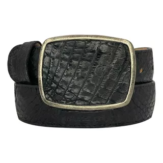 Cinto Western Para Hombre En Piel De Cola De Cocodrilo Negro