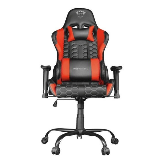 Silla de escritorio Trust GXT 708 gamer ergonómica  negra y roja con tapizado de cuero sintético