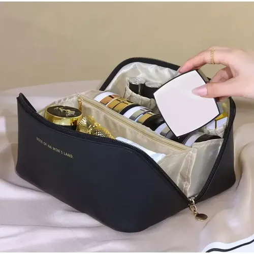 Bolsa Necessaire Porta Maquiagem Higiene Organizador Viagem Trabalho Faculdade Academia Unissex Feminino Moda Blogueira Marca Lemon Shark Cor Preta