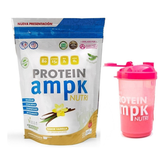 Ampk Protein Vainilla Vegano + Shaker Batido Rosa