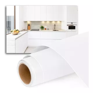 Vinilo Blanco Mate Decoración Alacenas Cocina   (63cm X 5m)