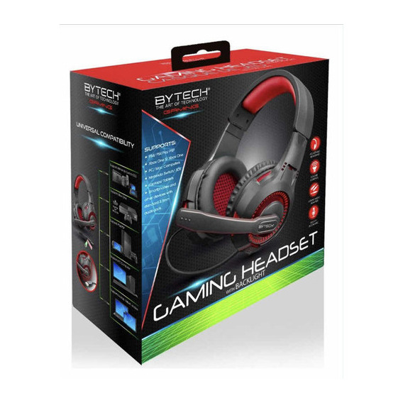 Auriculares Audifono Gaming C/ Micrófono Bytech 101-ac Negro Color NEGRO CON ROJO