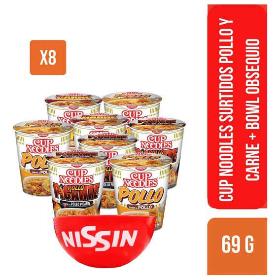 Cup Noodles Nissin Carne Y Pollo - 8 Unid