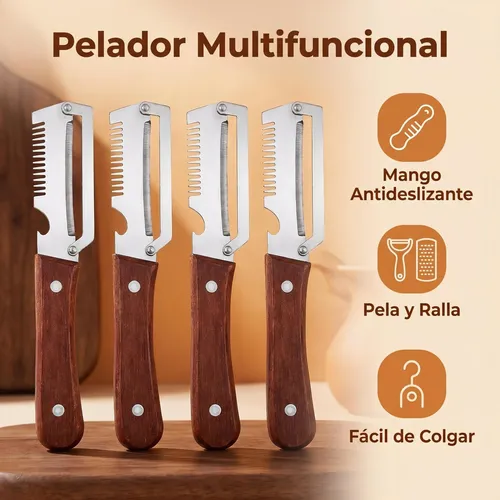 Set 4 Peladores De Verduras Multifunción 3 En 1 | Cuotas sin interés
