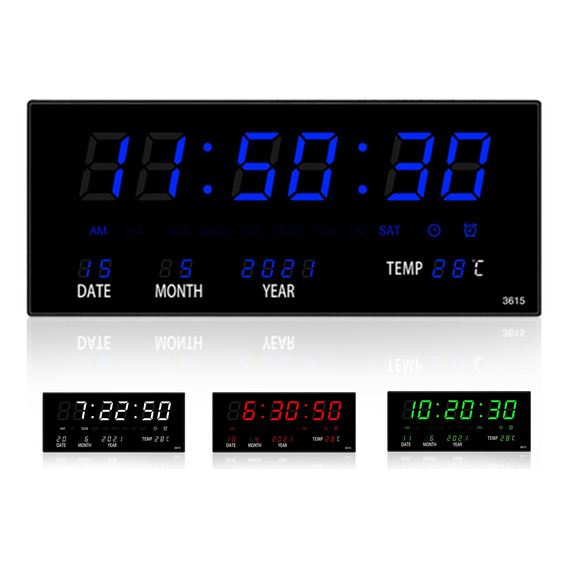 Reloj De Pared Digital Led Termómetro Despertador Calendario