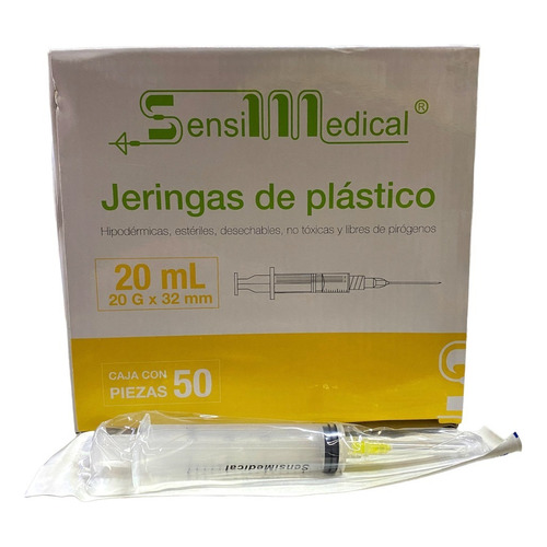 50 Jeringas Sensimedical 20g X 32mm 20ml Capacidad En Volumen 20 Ml