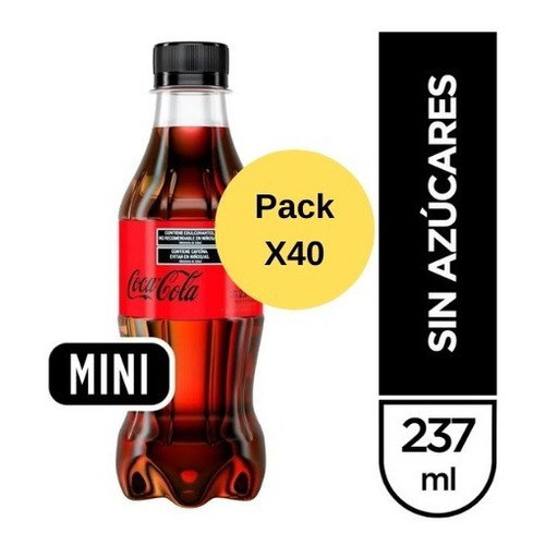 Coca Cola Botella 237 Zero Pack X40 Gaseosa