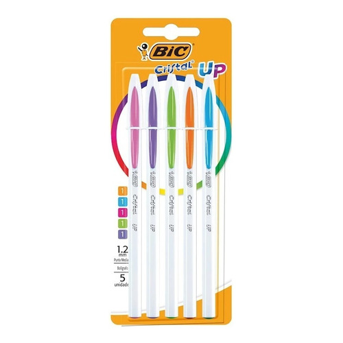 Boligrafo Bic Cristal Up 1.2 Mm. Blister X 5 Colores