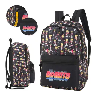 Mochila Costas 18 Juvenil Boruto Naruto Luxcel Ms46465br Cor Preto