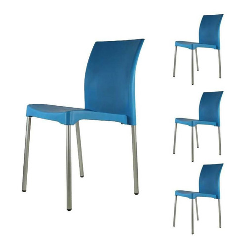 Set 4 Sillas Mundo In Vivanti Restaurante Color de la estructura de la silla Azul