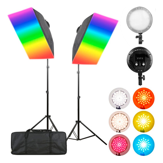 Kit De Iluminación Softbox Profesional Weifeng Led-30rgb 30w