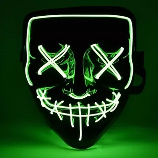 Mascara Terror Halloween Led Neon Festa Balada Assustadora Cor Verde