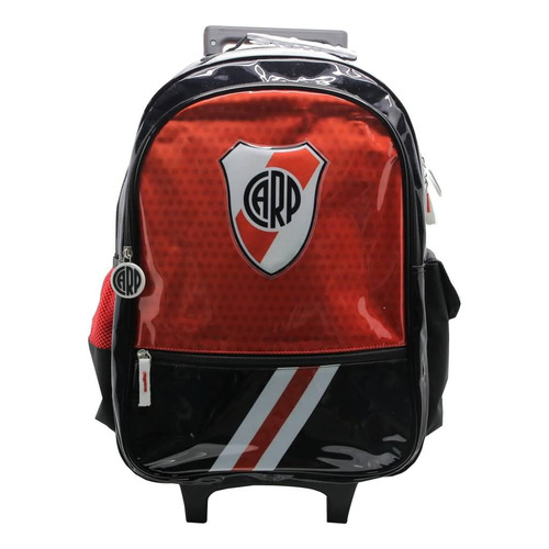 Mochila Escolar River Plate Club Futbol Equipo Con Carro Color Negro Diseño De La Tela Liso