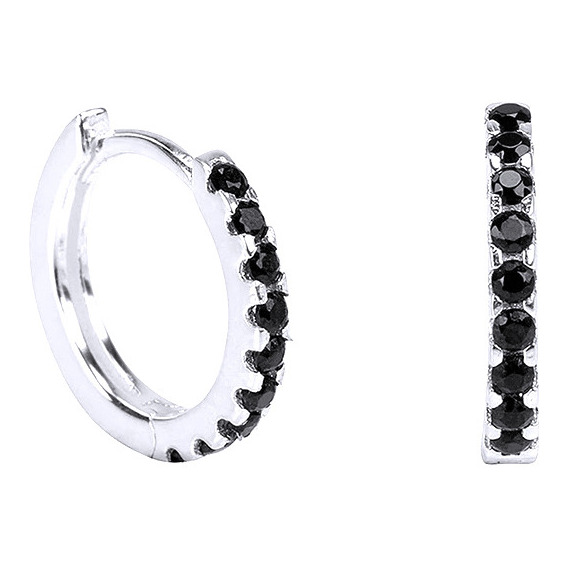 Argollas Negras Hombre Mujer 13 Mm Aros De Plata 925 