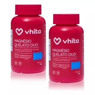 Kit 2 Magnésio Quelato Duo 300mg Bisglicinato Dimalato Vhita