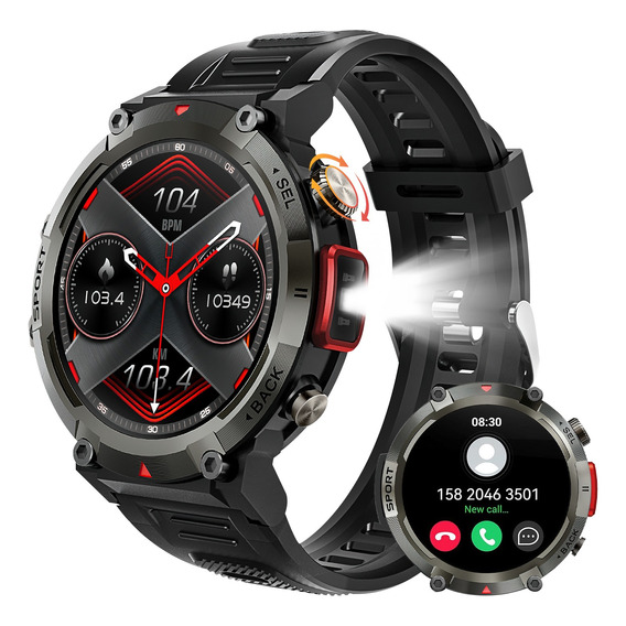 Reloj Inteligente Hombre Con Bocina/ Linterna Reloj Militar