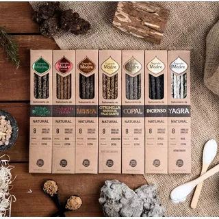 Sahumerios Sagrada Madre Linea Natural Pack 7 Fragancia: Incienso Natura, Mirra Natural, Copal Natural, Yagra Natural, Ruda Romero Natura, Citronela Naranja Palo Santo Natural, Sandalo Y Olibano Natur