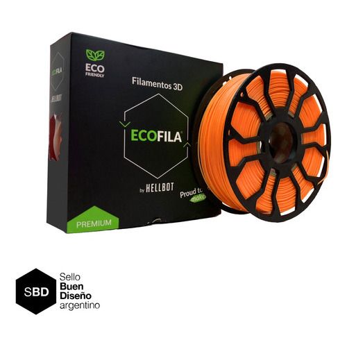 Filamento Pla Impresora 3d Hellbot Ecofila 1kg 1.75mm Naranja Flúo
