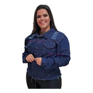 Jaqueta Jeans Feminino Plus Size Detalhe Rasgado Grande