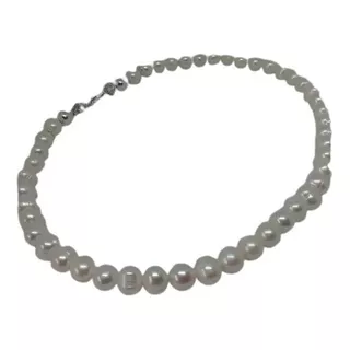 Collar Perlas Naturales Cultivadas Con Plata  35 Cms