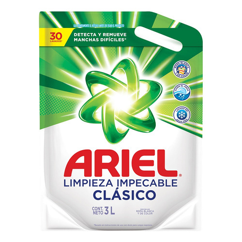 Ariel clásico limpieza impecable jabón líquido repuesto 3 L