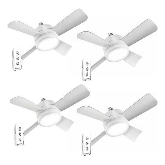 4 Pack Socket Fan | Foco-ventilador Portátil + Control Estructura Blanco Aspas Blanco Diámetro 12   Material De Las Aspas Plástico